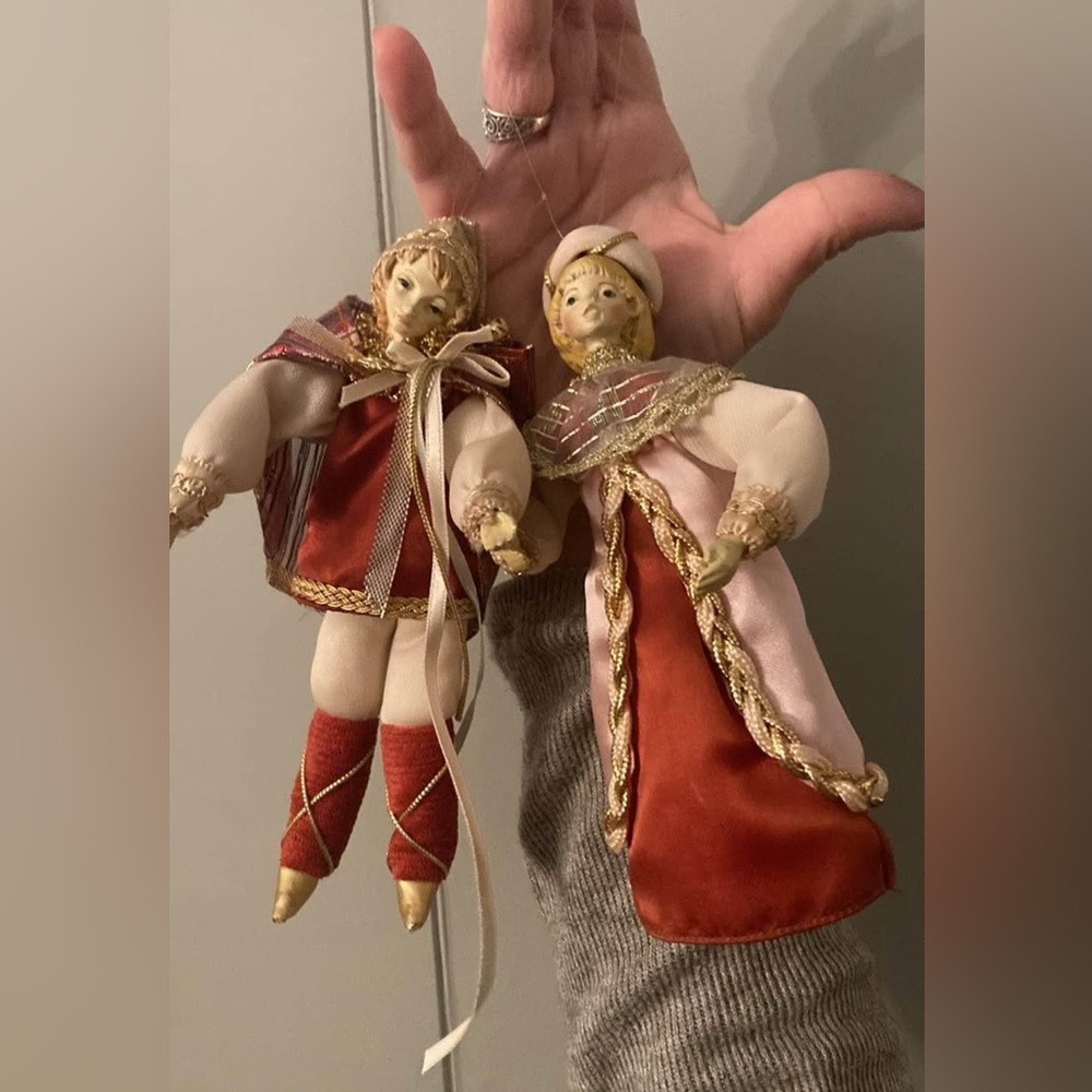 Vintage Christmas handmade porcelain face ornaments unique - Picture 1 of 3
